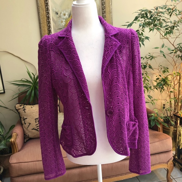 Nanette Lepore Jackets & Blazers - Nanette Lepore Size 10 Purple Lace Jacket